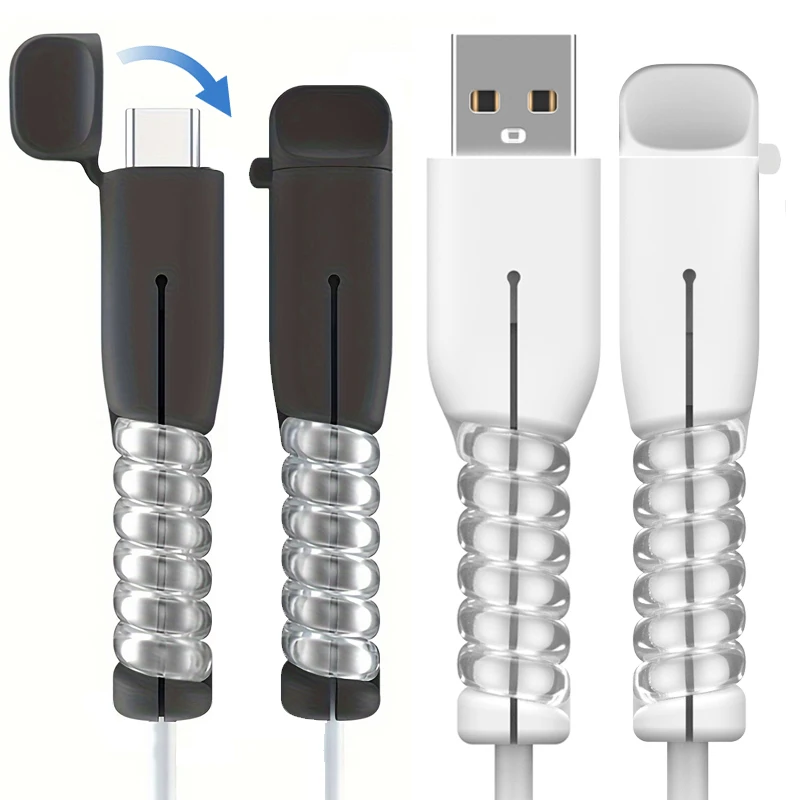 Cubierta protectora de silicona para Cable de datos antifractura para IOS/Android/doble tipo C, funda protectora de Cable de cargador universal, enrollador