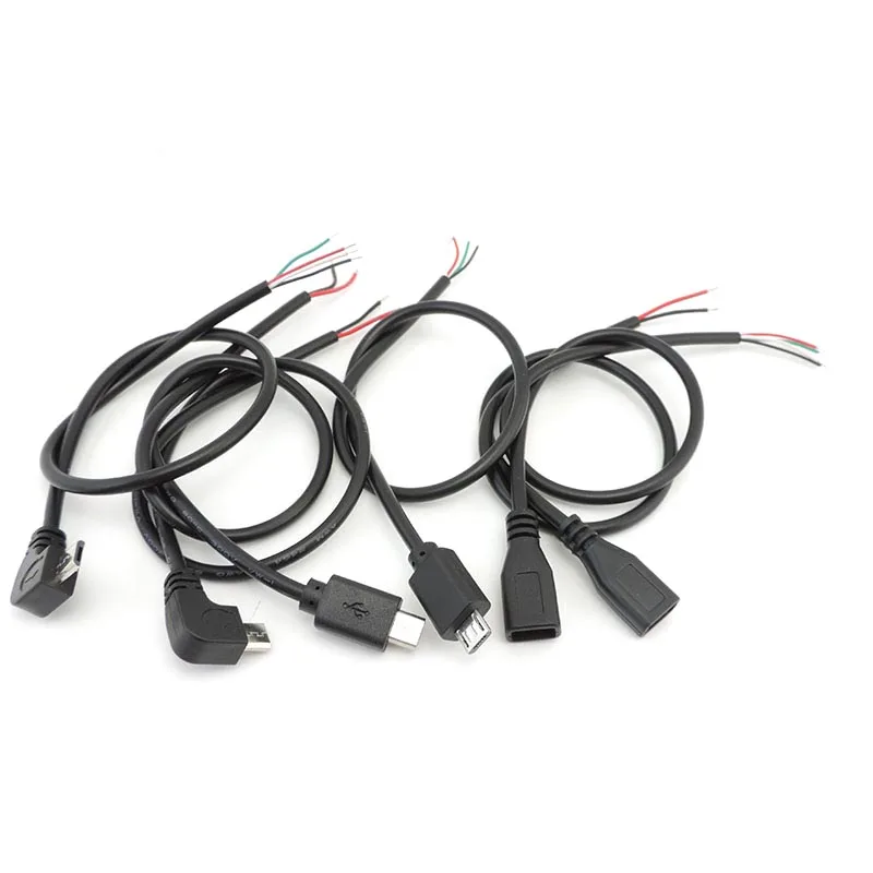 Conector de carga Micro USB 2,0 A, conector macho hembra, cable de soldadura de reparación, 2/4 Pines, 4 cables, cable de carga de datos, bricolaje - imagen 4