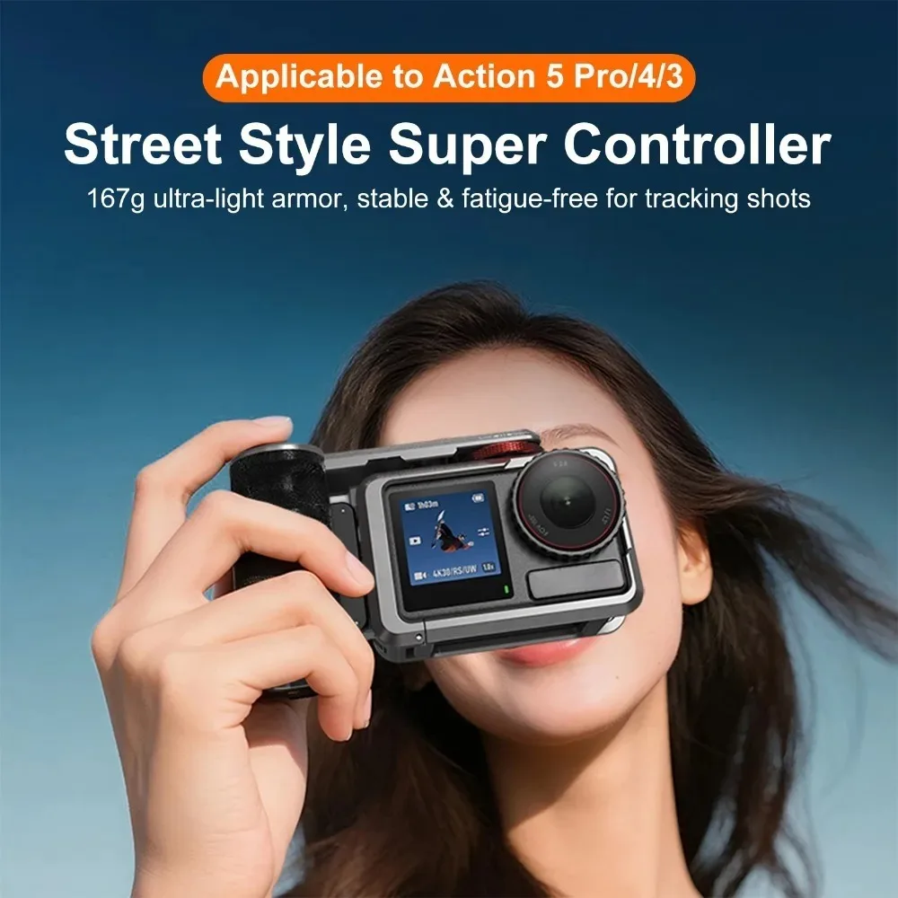 Para DJI OSMO Action 3/4/5 Pro soporte de agarre portátil de liberación rápida jaula de conejo Kit de obturador marco de mano carcasa de aleación de aluminio - imagen 5