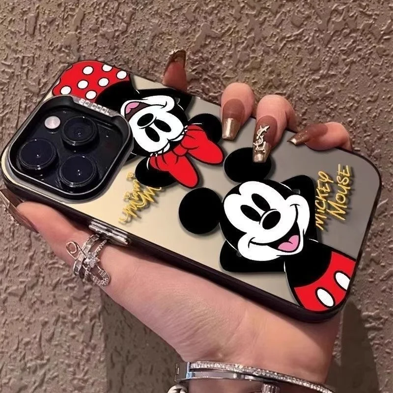 Funda galvanizada Minnie con estampado de leopardo de dibujos animados para Iphone 17 16e 16 15 14 13 12 11 Pro Max Plus 17 Air, funda de lujo a prueba de golpes