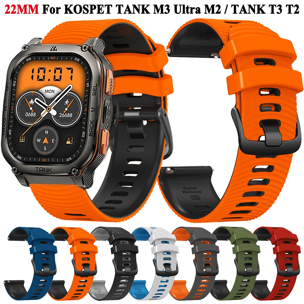 Correa de silicona para reloj, pulsera de 22MM para KOSPET TANK M3 Ultra/TANK T3 Ultra, KOSPET TANK T2/M2