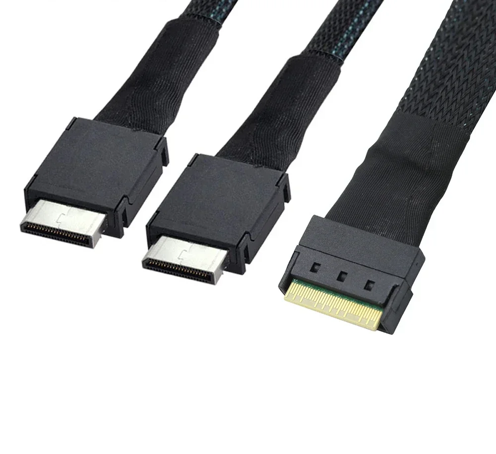 Cables flexibles PCIE Slimline SAS SFF-8654 8i a 2 OCulink 8611 4i con protección Antikink/enchufe