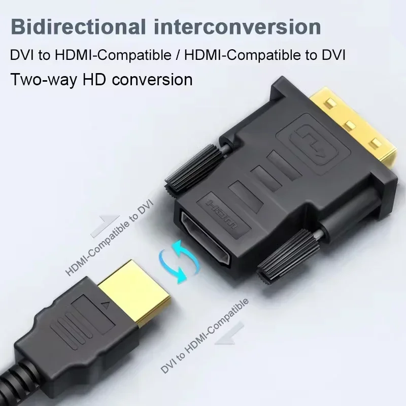Adaptador de Cable Compatible con DVI a HDMI de 1080P, convertidor de conector bidireccional DVI macho a hembra para proyector PS3, portátil y TV Box - imagen 3