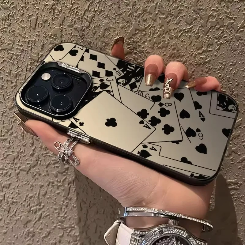 Funda de teléfono con estampado de tarjetas de póker para iPhone 17 16 15 14 13 12 11 Pro XR XS Max 7 8 Plus, funda suave a prueba de golpes Y2K INS - imagen 3