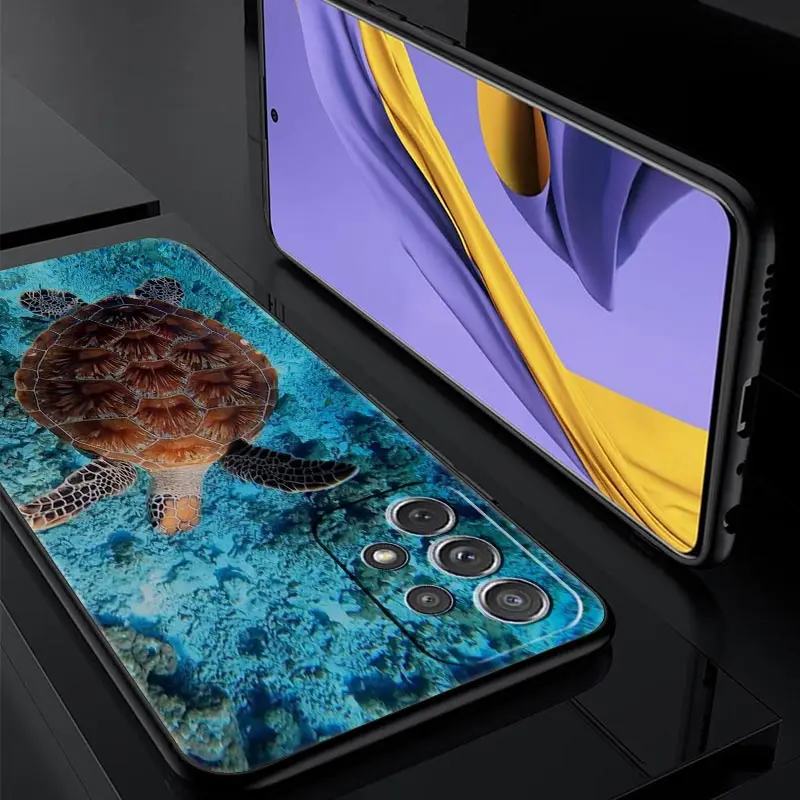 Preciosa funda de dibujos animados tortuga marina azul océano para Samsung A35 A55 A15 A13 A51 A71 A41 A31 A21S A03S A05 A23 A25 A33 A53 A73 5G - imagen 3