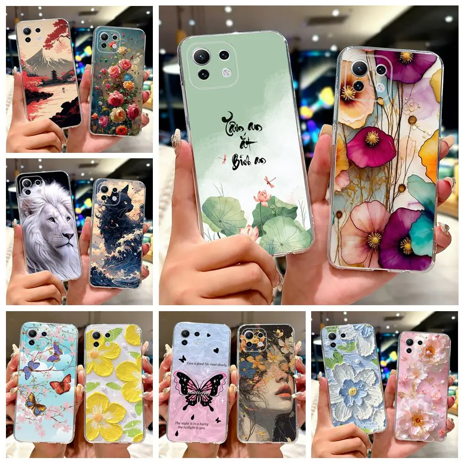 Para Xiaomi Mi 11 Lite funda nueva moda pintada funda de teléfono de silicona suave para Xiaomi Mi 11 Lite 5G NE 11Lite MI11LIte Fundas