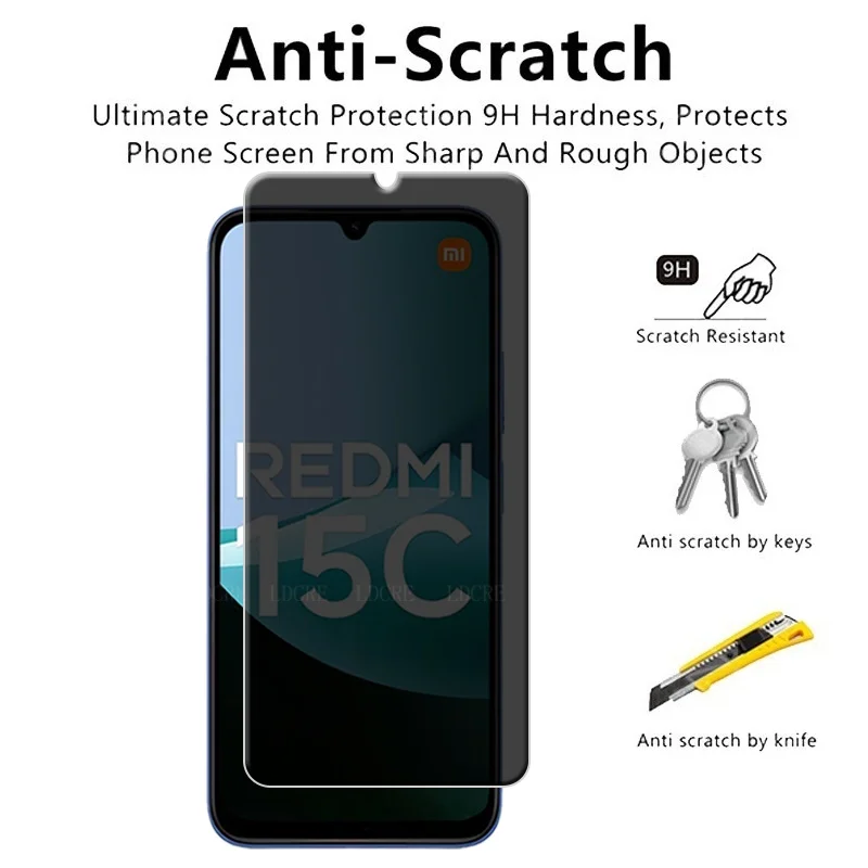 4 Uds para Xiaomi Redmi 15C Protector de pantalla de cristal Redmi 15C Protector de teléfono 9H cubierta de privacidad vidrio templado antiespía Redmi 15C - imagen 2