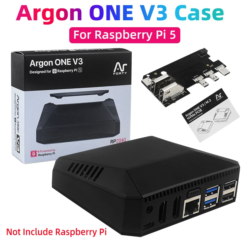 Raspberry Pi 5 Argon ONE V3, carcasa de aluminio, ventilador PWM incorporado, interruptor de alimentación IR compatible con HDMI, receptor IR para RPI 5 Pi5 - imagen 2