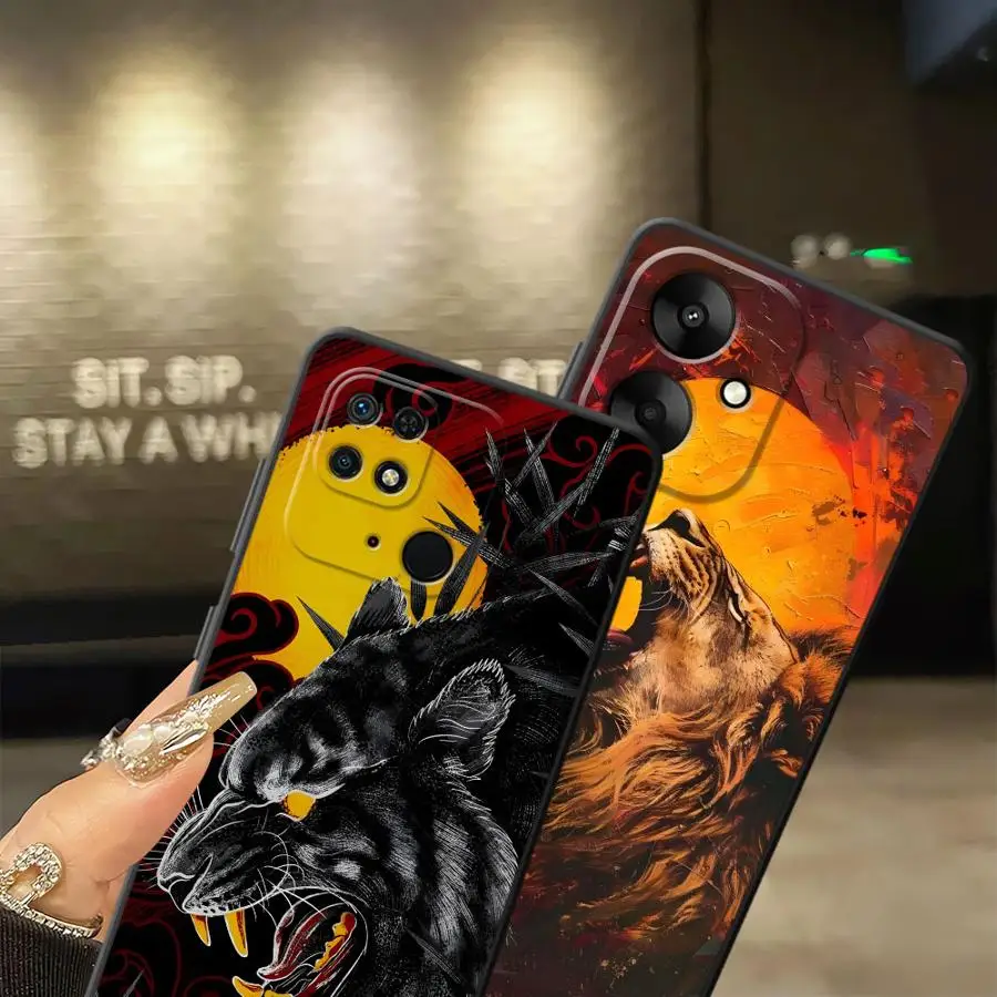 Funda con pintura de sol y León para Xiaomi Redmi 12C A1 A2 Plus A5 K40 K80 Pro 14C 13C A4 10 9 A3, funda negra suave para teléfono - imagen 4