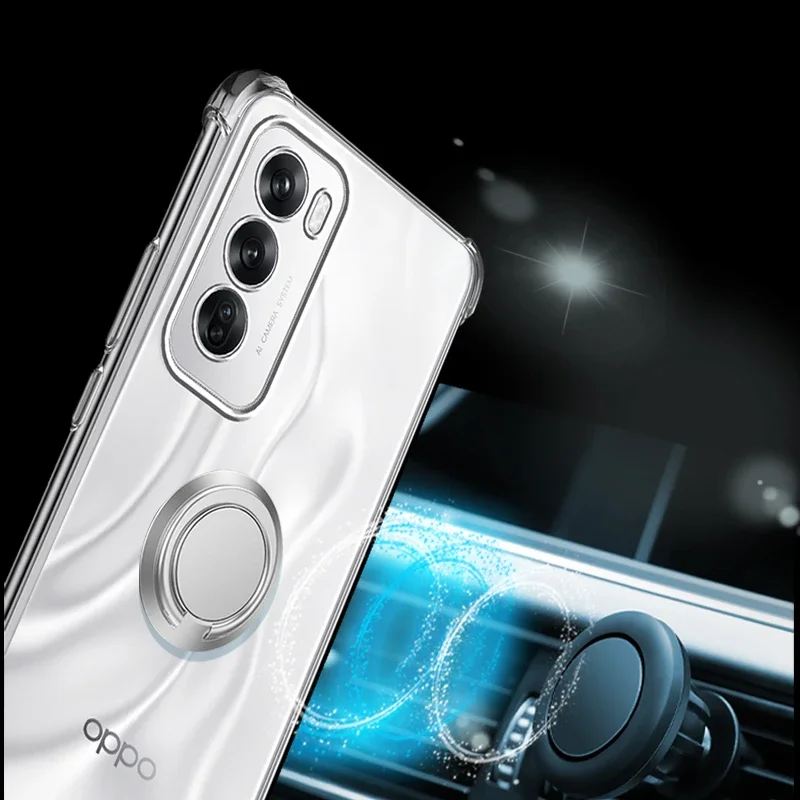 Funda transparente con soporte de anillo para Reno 12 Pro 5G, bolsa de aire transparente, cubierta de TPU suave a prueba de golpes para Reno 12 Pro 11F 11 10 Pro Plus - imagen 4