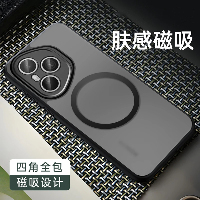 Funda Magsafe para Honor 400 Pro, Airbag magnético absorbente de piel, cubierta negra transparente anticaída para Huawei Honor 400 Pro - imagen 2