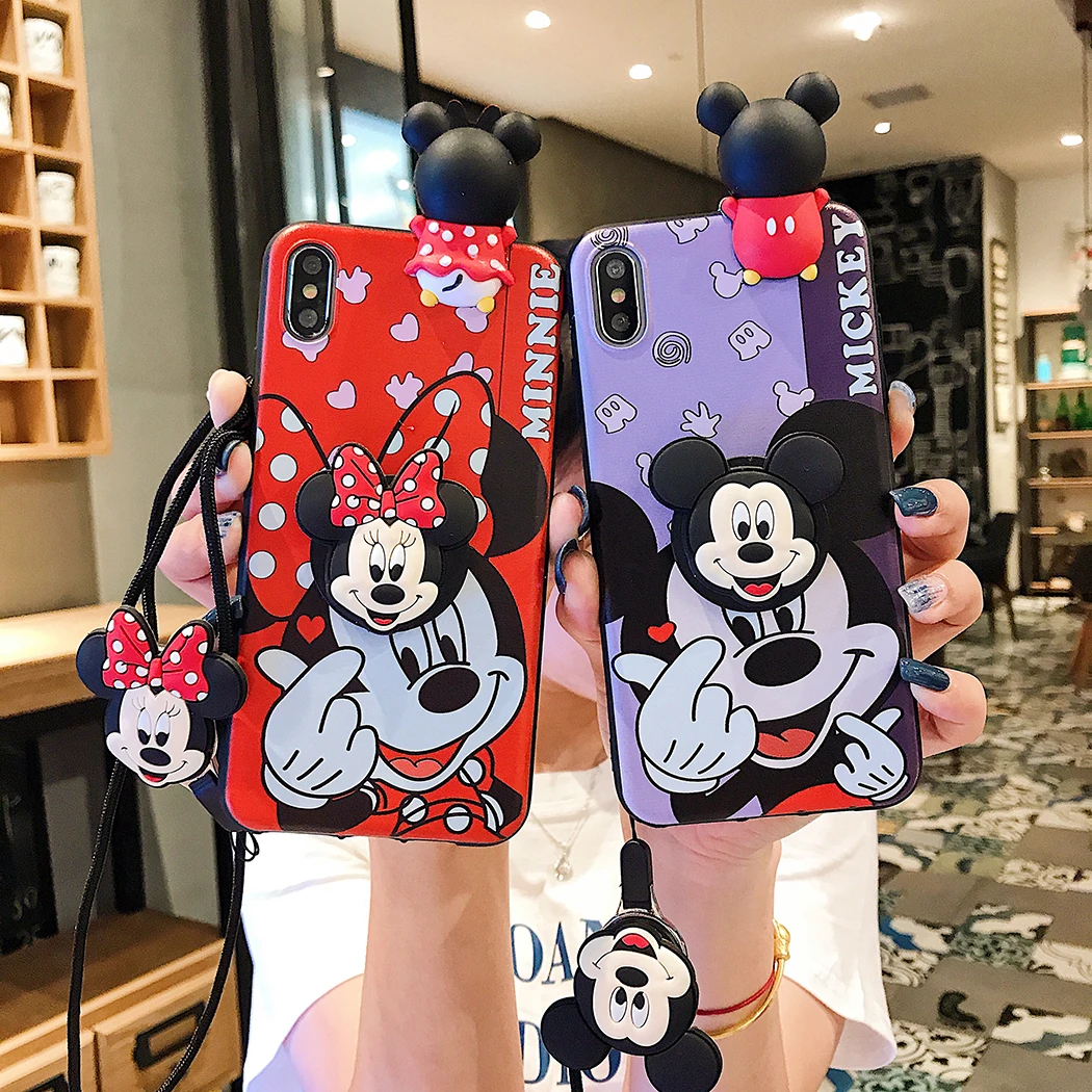 Funda Love Minnie con cuerda de soporte para Huawei P20 30 40 lite Pro Y9s Prime Mate 10 20 lite Y70 Y61 Y91 Honor X6A X7A X8A X5 X9B - imagen 3