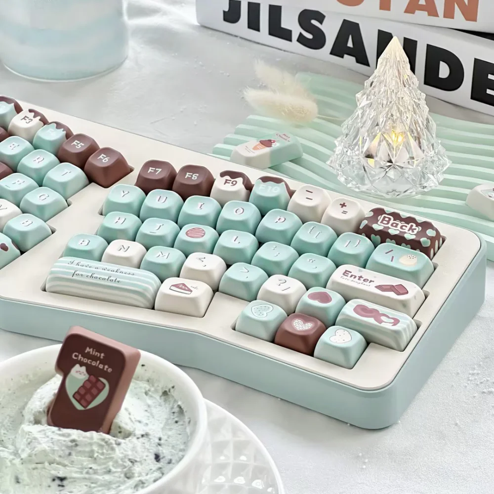 SOA-Teclas de teclado mecánico personalizadas, accesorio Original de sublimación térmica, PBT, Chocolate menta, perfil personalizado, 152 teclas - imagen 5