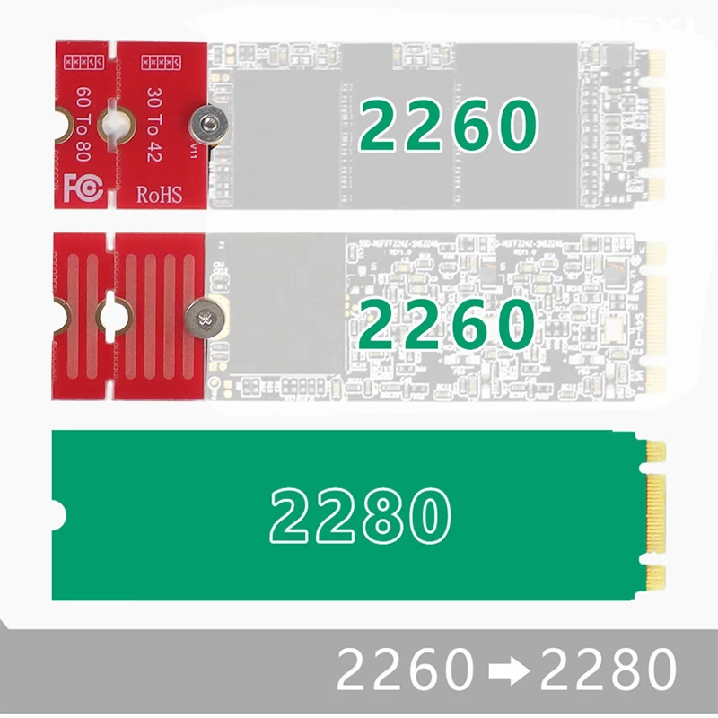 Tarjeta de placa de extensión de longitud M.2 NGFF NVME SSD para 2230 2242 2260 para extender la longitud para adaptarse a 2280 ranura 2230 a 2242 Tarjeta de extensión - imagen 2