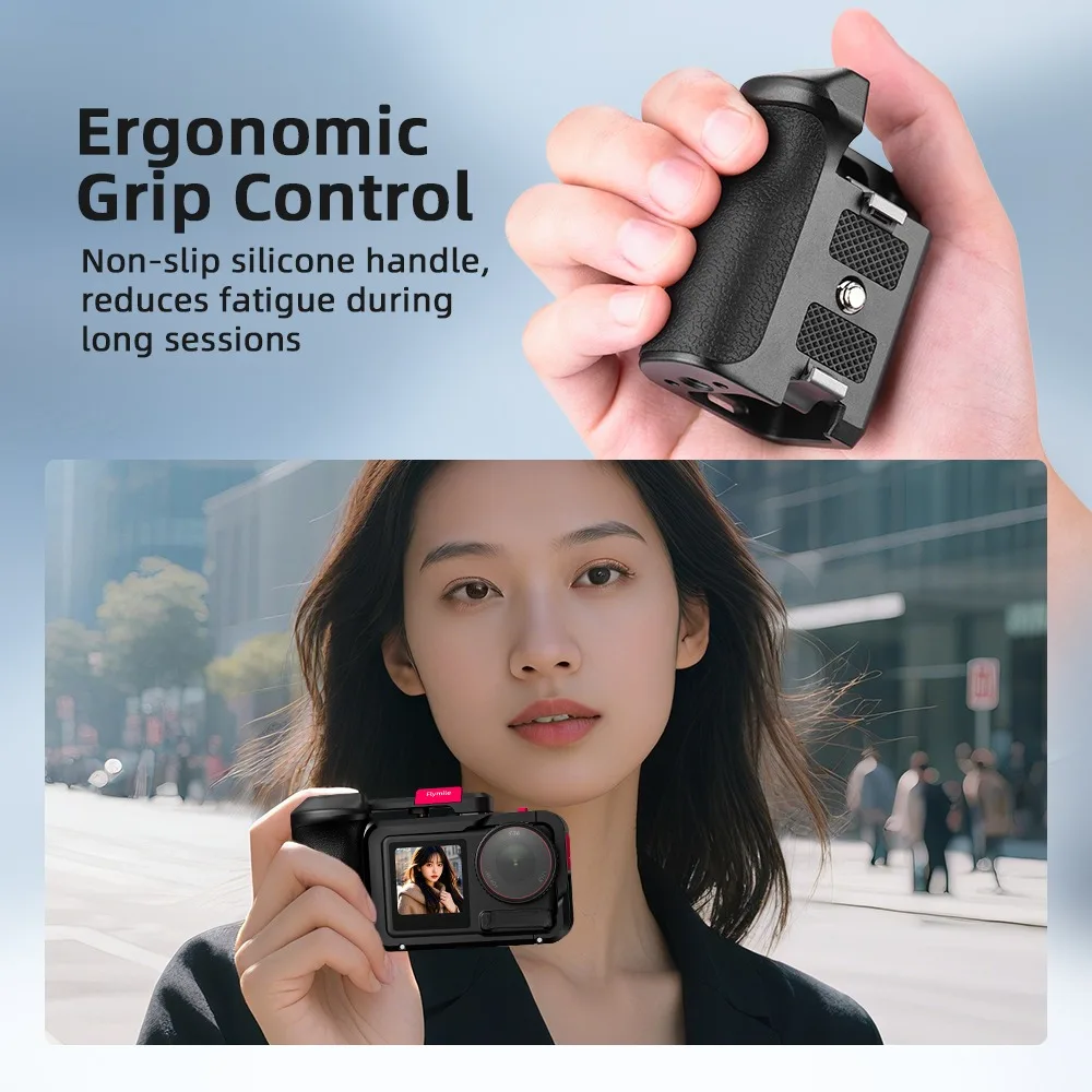 Kit de agarre Xplorer de aleación de aluminio, marco de cámara, botón de obturador, agarre de calle de liberación rápida, soporte Vlog para DJI Action 3/4/5 Pro - imagen 3