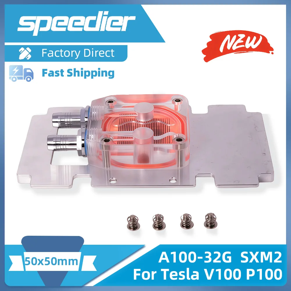 Bloque de refrigeración por agua GPU, enfriador de cobre de doble canal para tarjeta gráfica, radiador enfriador de agua para NVID V100 P100 A100-32G SXM2