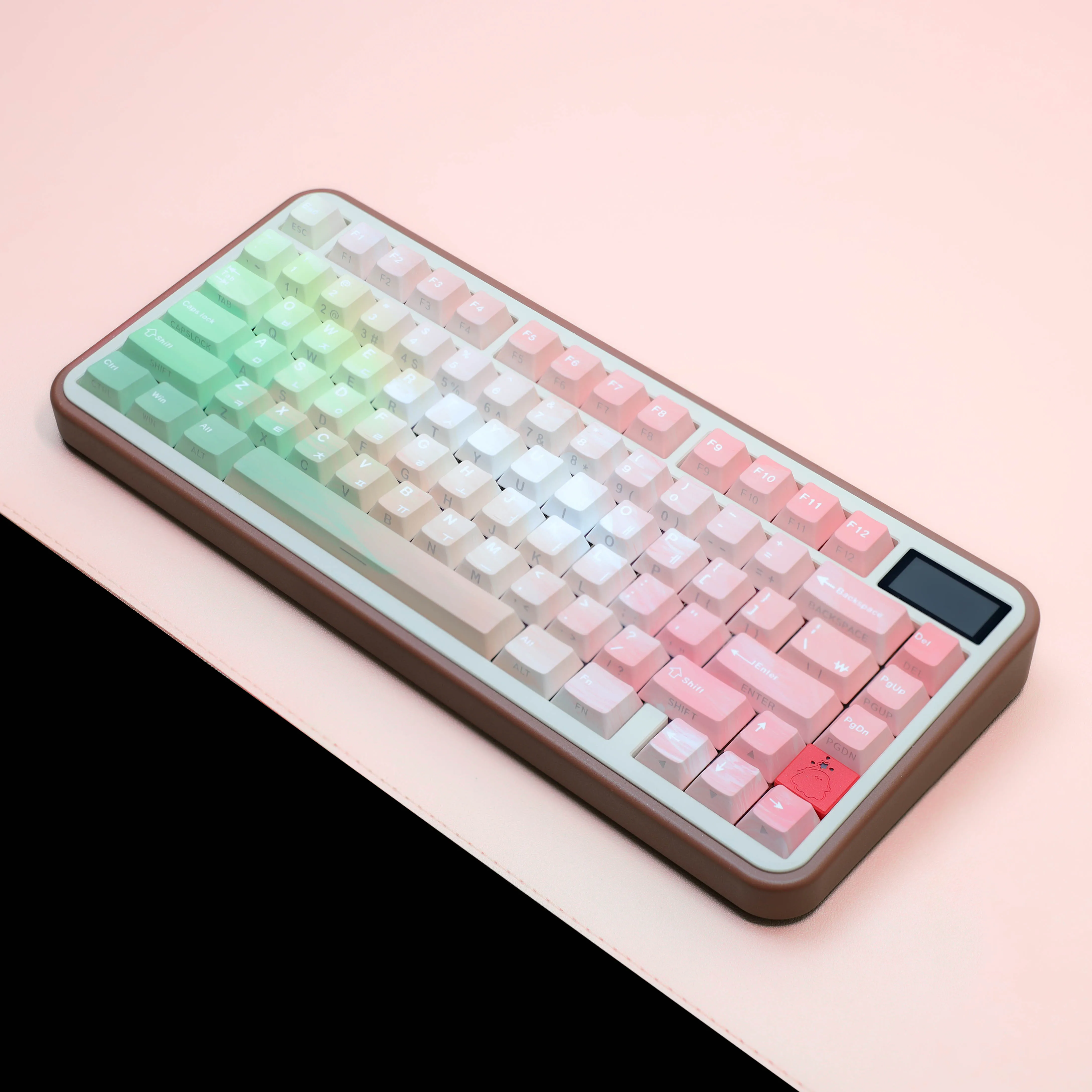 JCM-teclas coreanas de cereza, doble cara de impresión, Material Pbt transparente, tinte Sub, verde, amarillo, dibujos animados, juego grande, tapa de llave para Wooting 80 - imagen 3