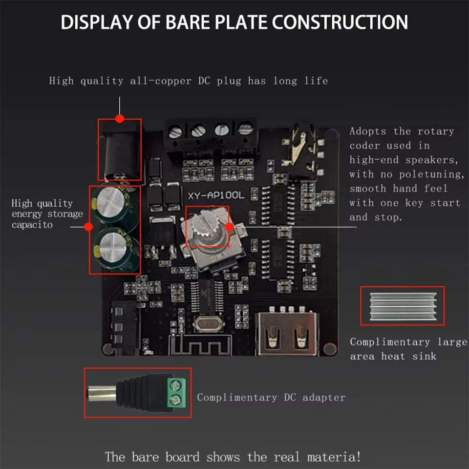XY-AP100L 2*100W Placa amplificadora de potencia Bluetooth 5,0 Digital AUX 2,0 CH estéreo altavoz de música para el hogar módulo inalámbrico amplificador de Audio - imagen 3