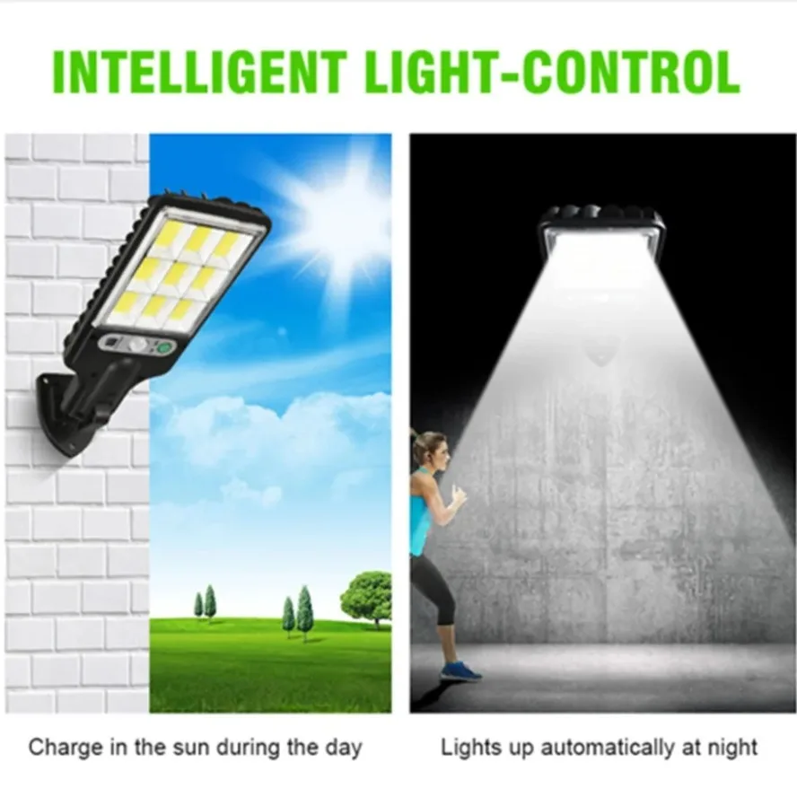 2/1 Uds LED Solar exterior Control remoto 3 modos LED patio lámpara de pared detección de movimiento humano puerta de garaje alumbrado público - imagen 4
