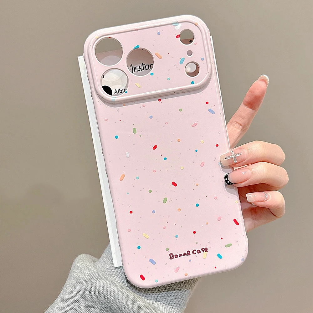 Bonita funda de teléfono de lunares coloridas de pantalla completa para IPhone 16, 15, 14, 13, 17 Pro Max, funda protectora suave con grafiti a prueba de golpes - imagen 2