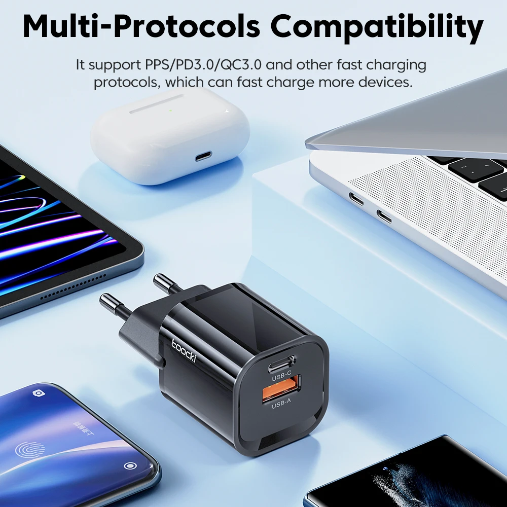 Toocki-cargador USB tipo C para teléfono móvil, dispositivo portátil de alta velocidad para iPhone, Xiaomi 13, Oneplus, Realme, PD3.0, QC3.0, PPS - imagen 2