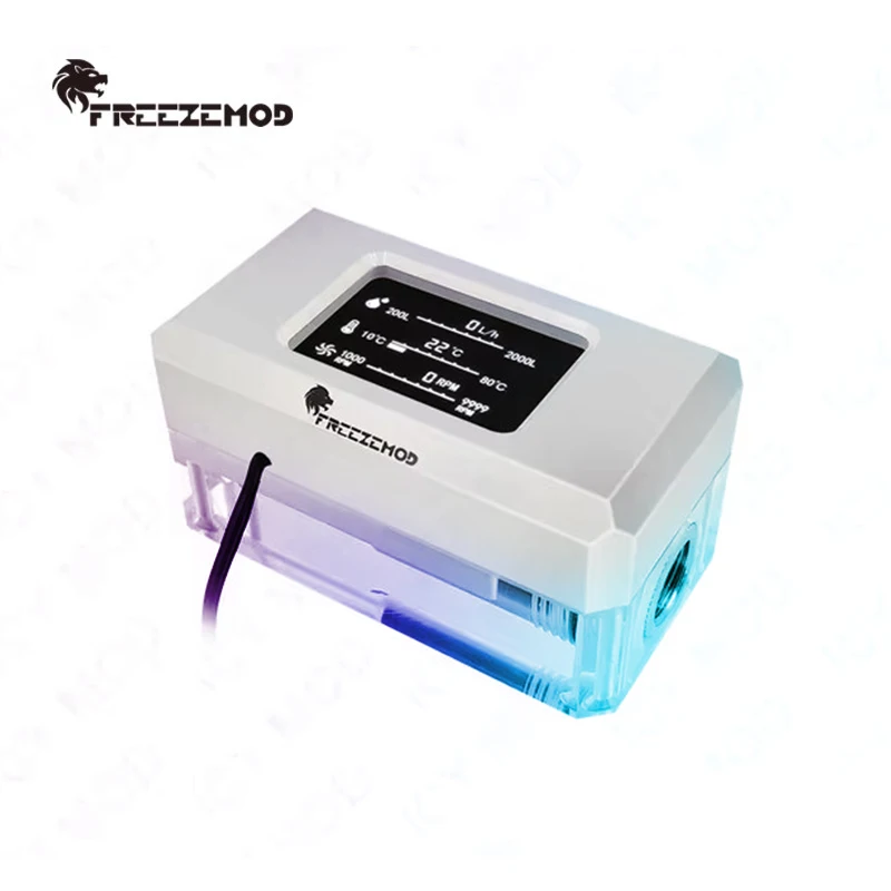 FREEZEMOD Medidor de flujo eléctrico con refrigeración por agua Termómetro AIO de múltiples funciones 5V ARGB, monitoreo de flujo + velocidad + temperatura 3 en 1 - imagen 5