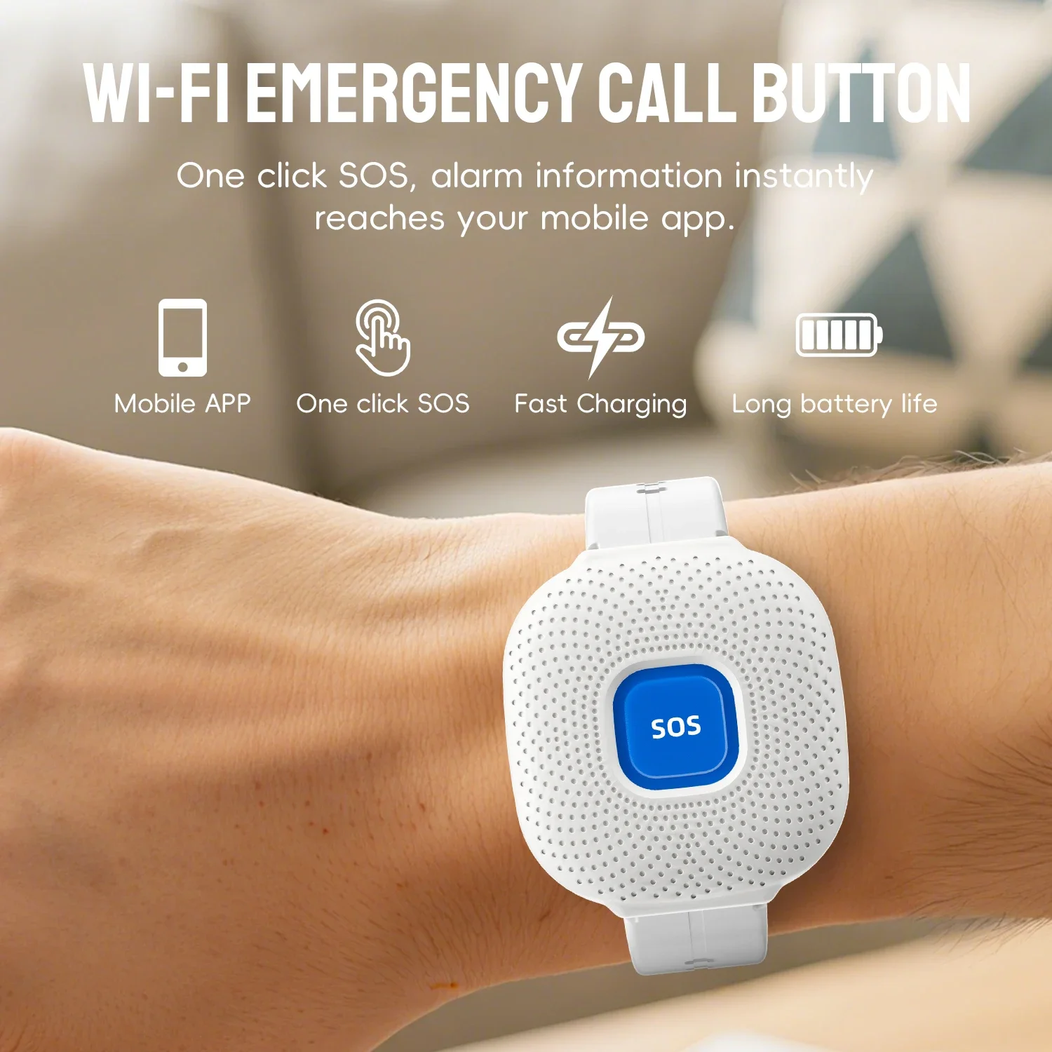 Pulsera SOS de seguridad inteligente Tuya con Wifi, resistente al agua, alerta de emergencia, reloj SOS, alarma de caída para personas mayores, llamada SOS, botón de pánico - imagen 3