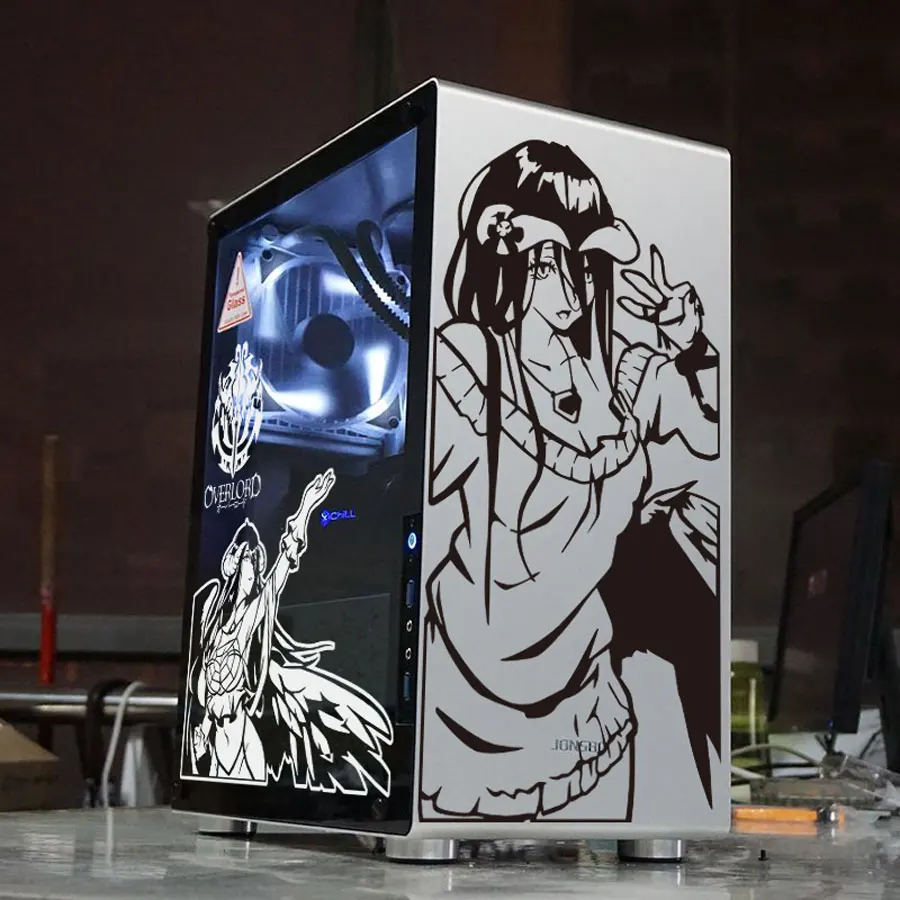 Overlord Anime pegatinas de vinilo para caja de PC, calcomanías Deor de dibujos animados japoneses para la piel del chasis de la computadora Atx, pegatina hueca - imagen 4