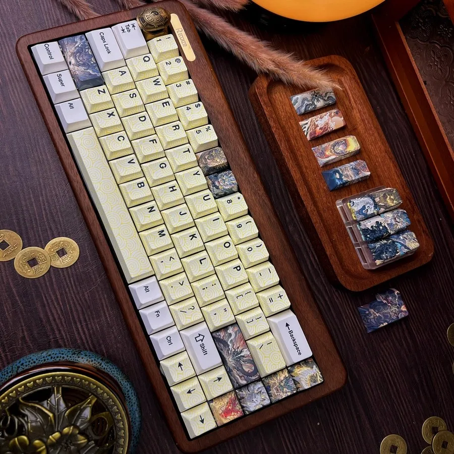 Teclas con tema de montañas y mares, perfil de cereza teñido PBT, tapa de teclado de estilo chino personalizada para juegos, regalos de teclado mecánico - imagen 2