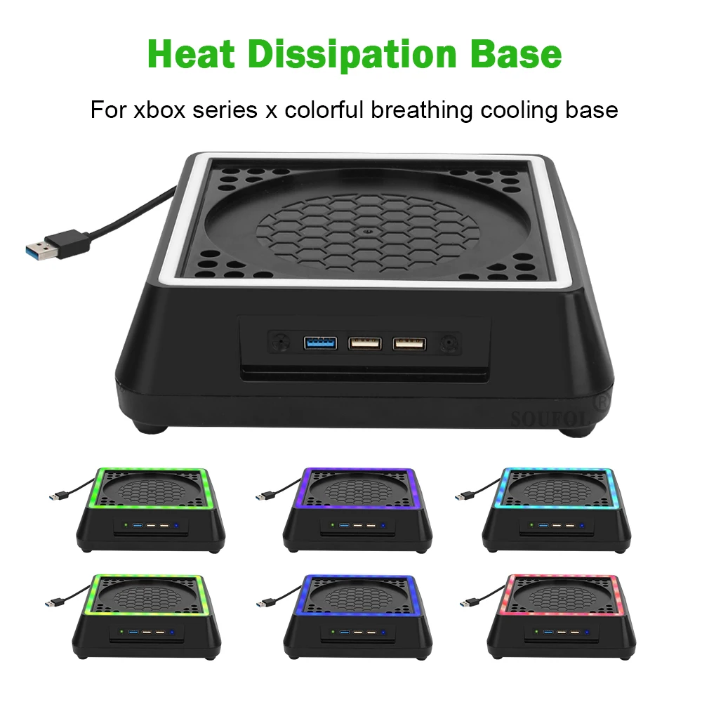 For Xbox Series X Console Cooling Fan Led light External Heat Dissipation Multifunctional Cooling Stand 3 Gear Cooler with 3 USB