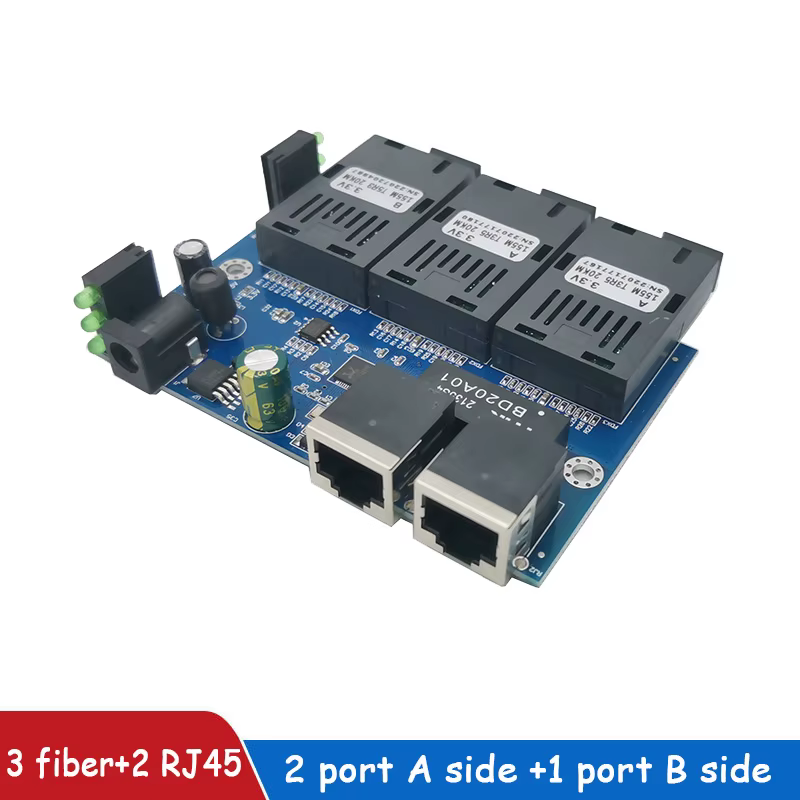 Convertidor de Medios Ethernet por Fibra 20 km - 2 RJ45, 3 SC, 10/100M - imagen 3