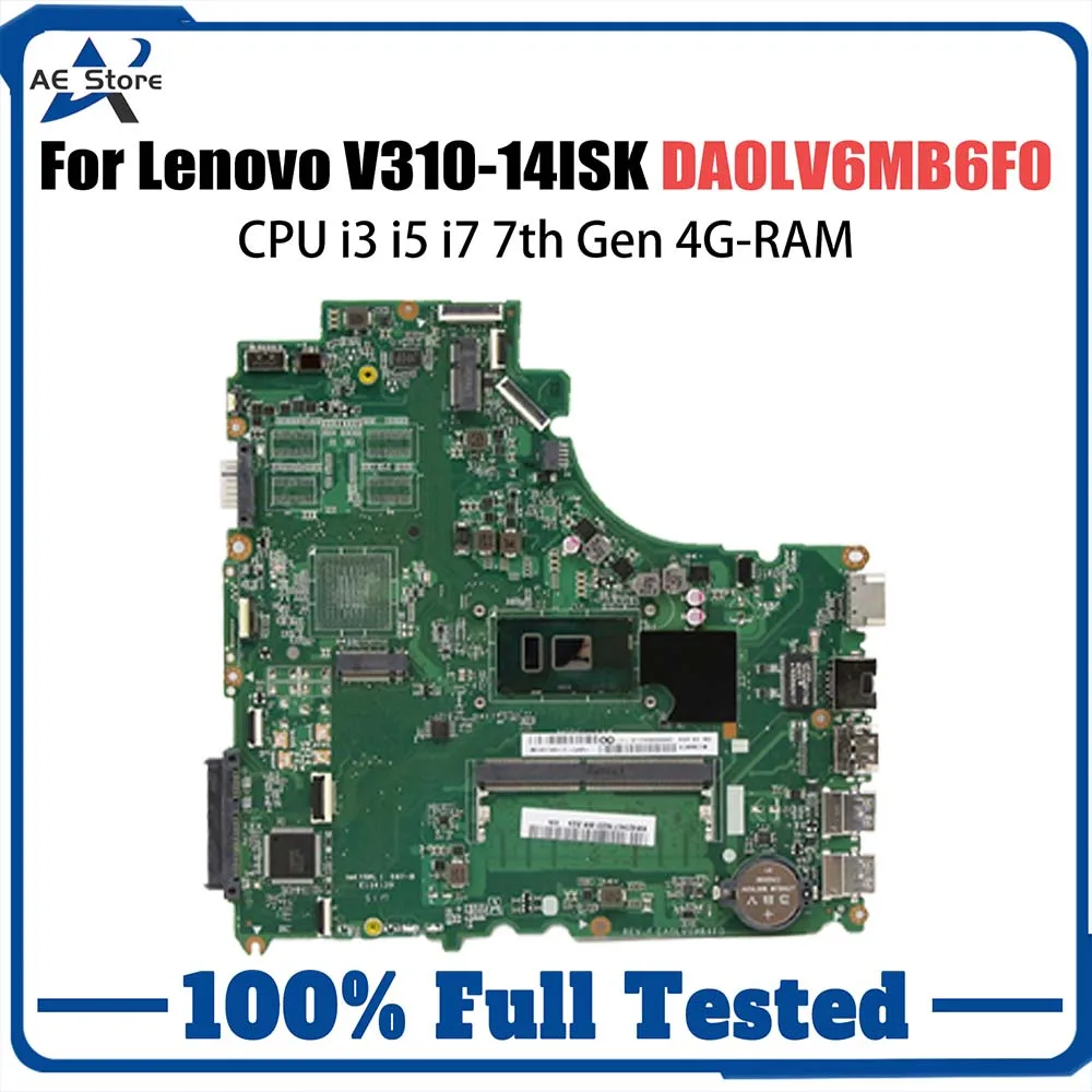 Para Lenovo V510-15IKB placa base DA0LV6MB6F0 4405U i3 i5 i7 6 7th RAM 4G GPU 2G V310-14ISK V310-14IKB V510-14IKB E42-80