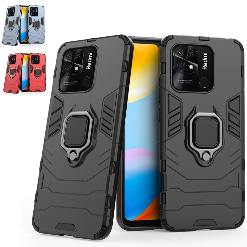 Funda para Redmi 10C, carcasa a prueba de golpes, soporte duro trasero, armadura magnética, soporte de anillo para Xiaomi Redmi 10C - imagen 2