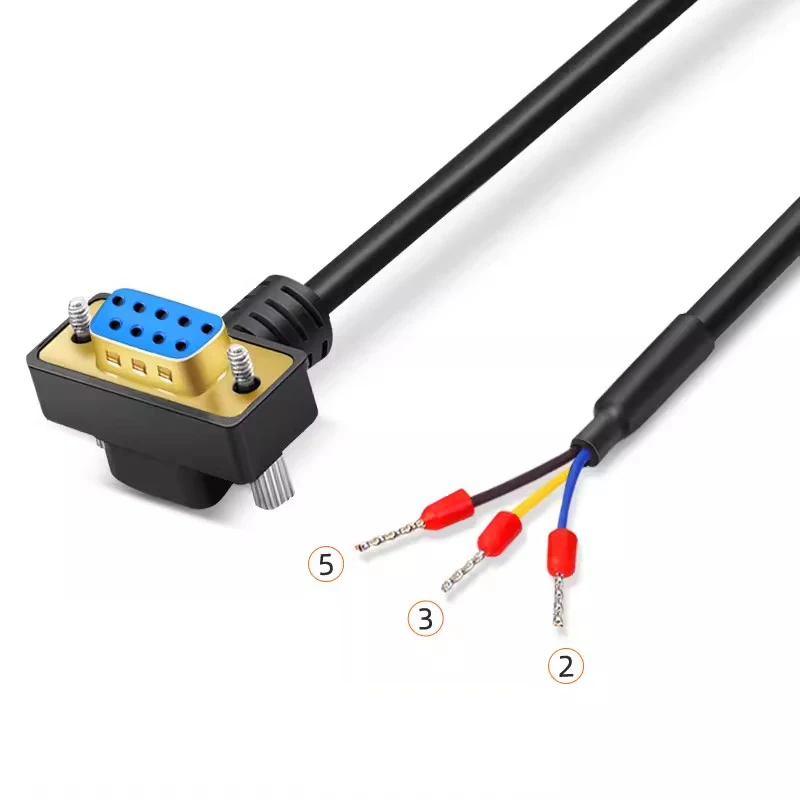 Cable serie DB9 RS232, Cable de conexión de 90/180 grados, 9 pines, 3 núcleos, Terminal 232, Cable de datos personalizado