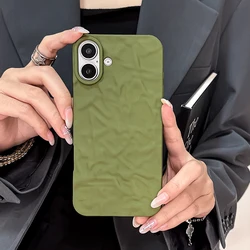 Funda trasera mate con patrón arrugado verde militar para iPhone 17 Air 16 15 14 13 12 11 Pro Max 16 Plus, funda de teléfono suave de TPU a prueba de golpes