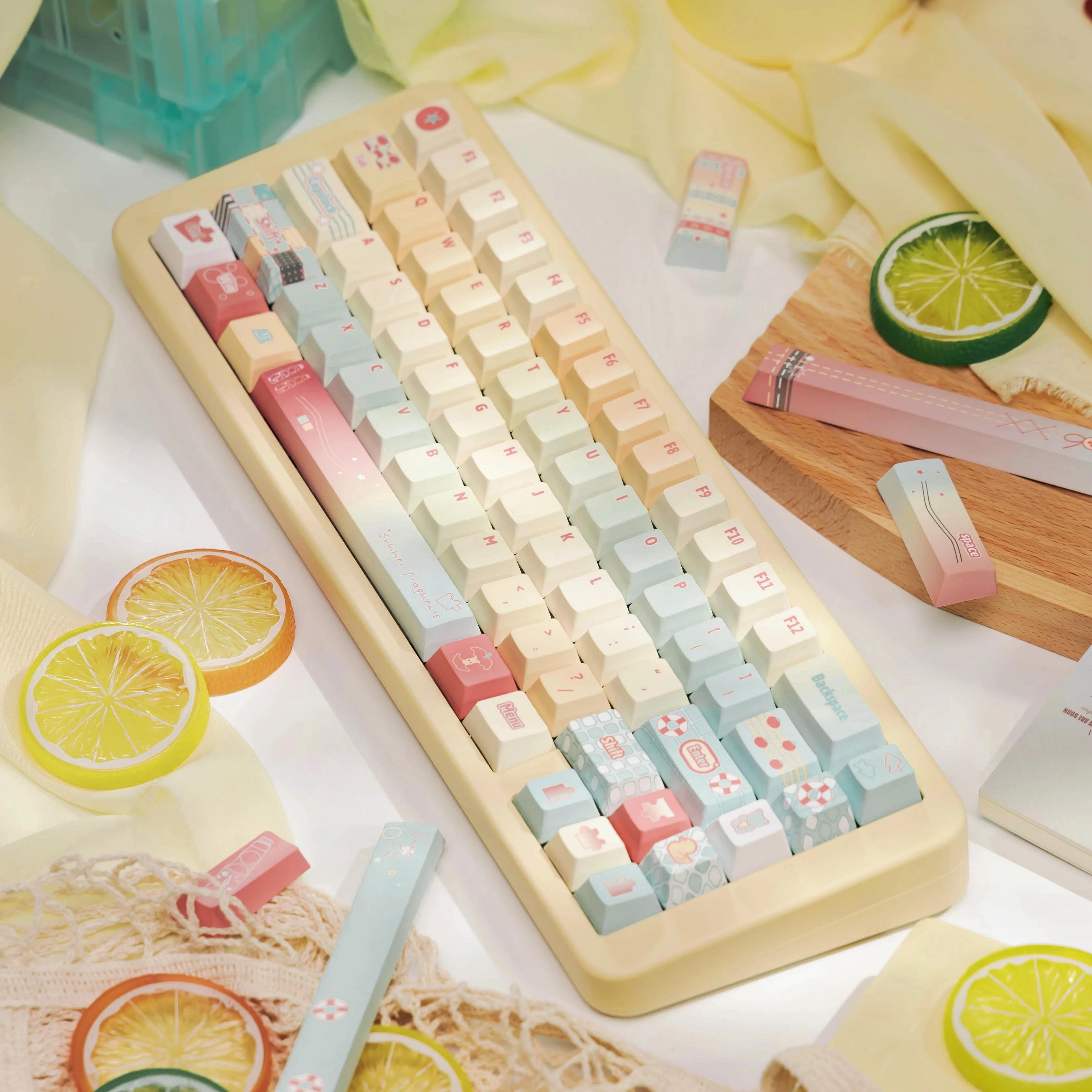 Alice Layout Keycap Soda Theme Cherry & Foa Sublimación Pbt de alta definición Teclas de teclado personalizadas 145 teclas - imagen 5