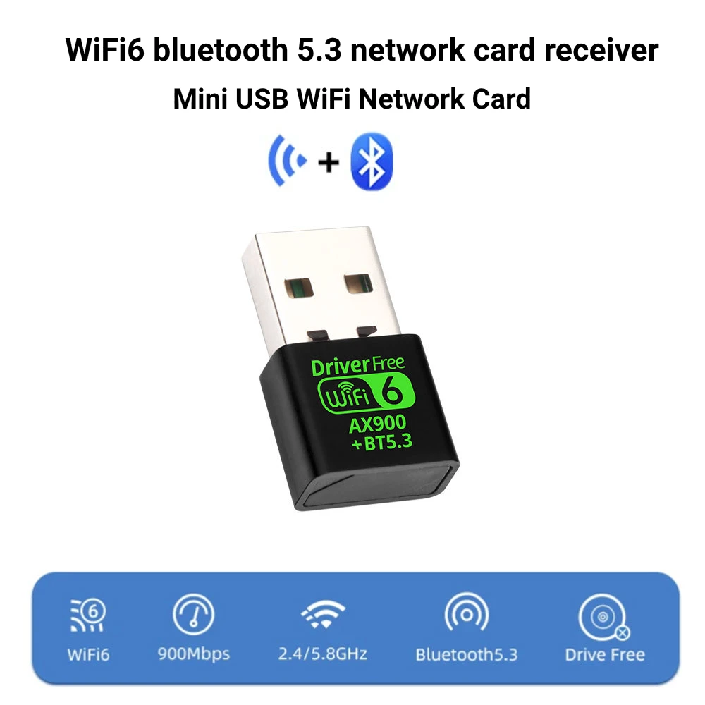 Adaptador USB WiFi Bluetooth 5,3 de 900Mbps, Dongle 2 en 1 de doble banda, 2,4G y 5GHz, USB WiFi 6, red, receptor Wlan inalámbrico, controlador gratuito - imagen 2
