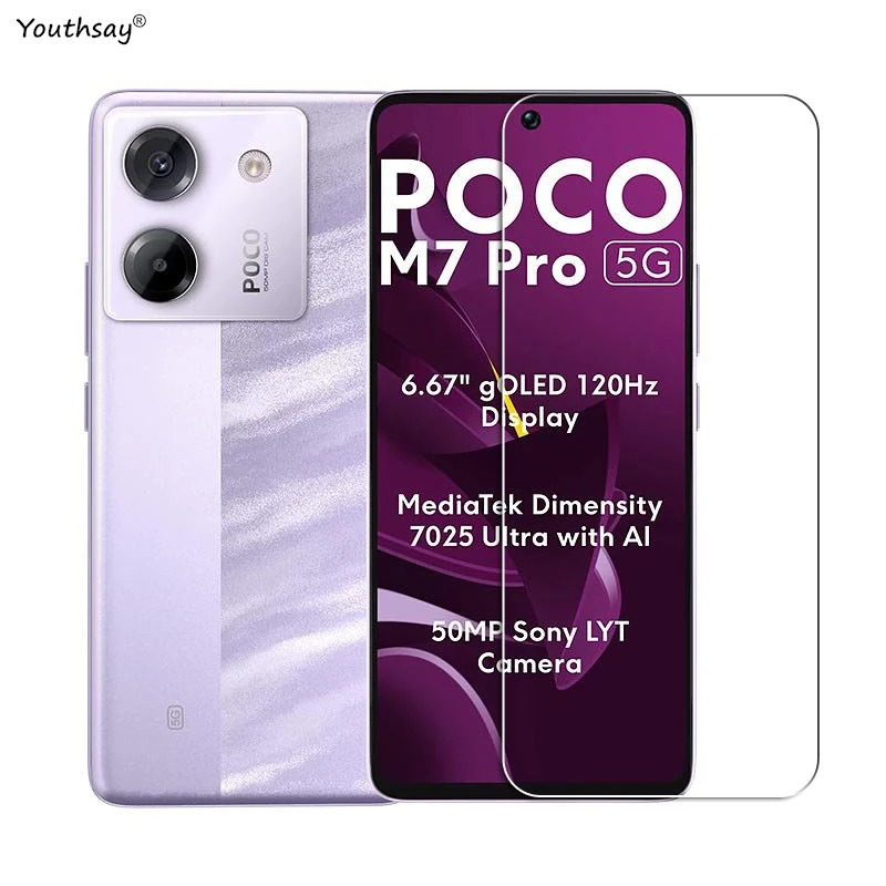 Vidrio 6 en 1 para Poco M7 Pro 5G vidrio templado Poco M7 Pro Protector de pantalla película protectora de lente de cámara de teléfono Poco M7 Pro - imagen 4
