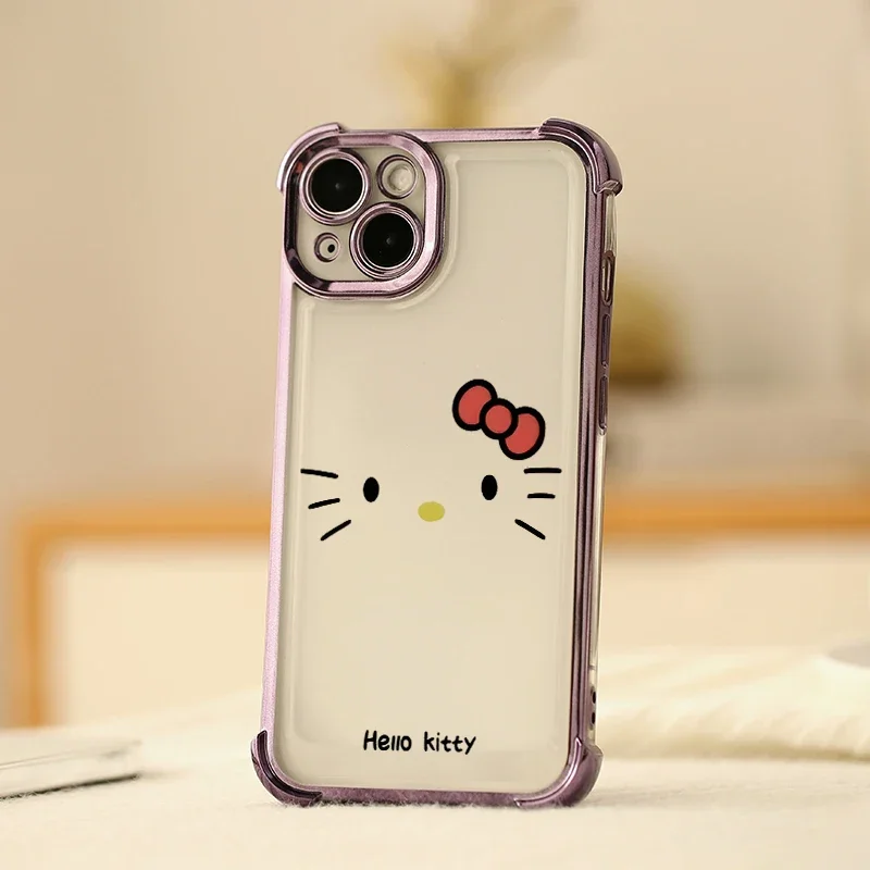Xiaomi Mi 15 Ultra 14T Pro 13 14 POCO X7 Pro X5 X3 F4 F5 M4 M3 커버 헬로 키티 도금 에어백 용 전화 케이스 - imagen 5