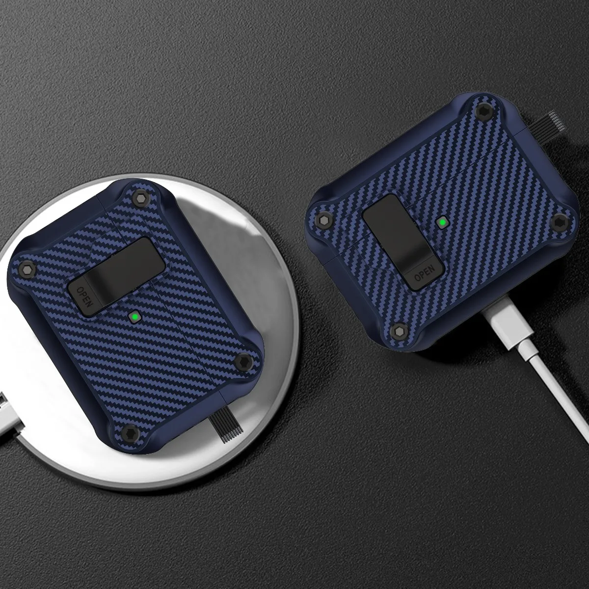 Para AirPods Pro 3 generación funda con Clip de bloqueo seguro cubierta dura de fibra de carbono con gancho para AirPods 1 3 2 4 Pro o Pro 2nd - imagen 3