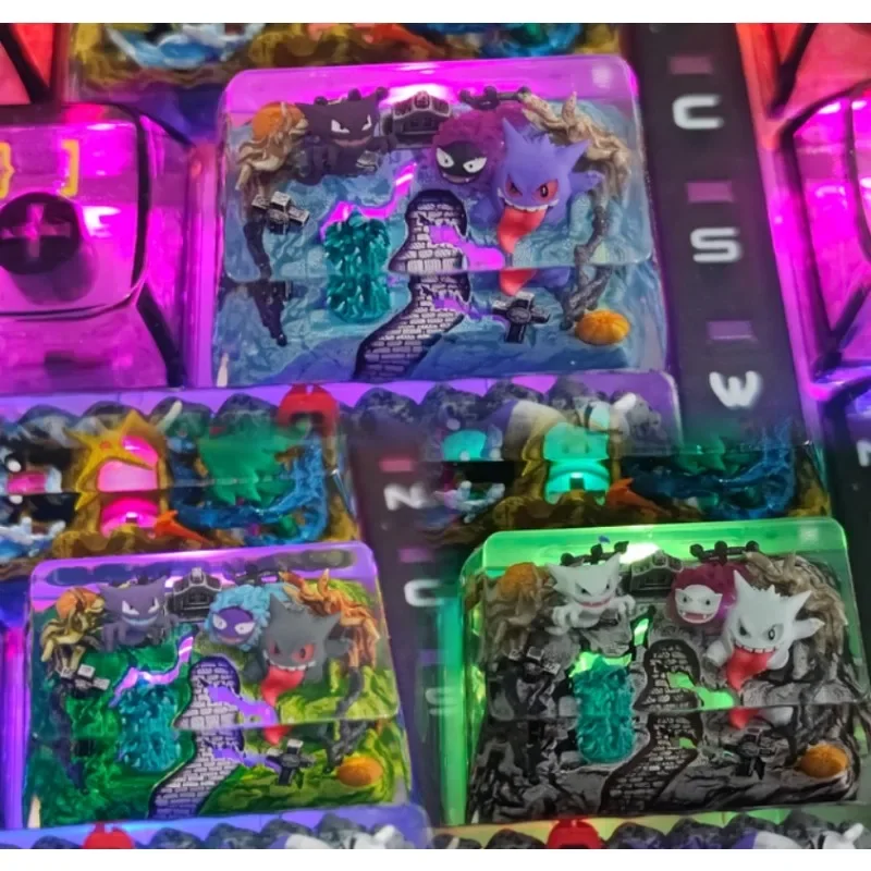 PTCG Pokemon Anime Tab Keycap resina transparente Gengar Teclado mecánico estereoscópico Keycap personalizado Keycap dec - imagen 2