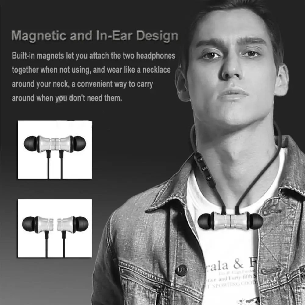 XT-11 Bluetooth 4,2 auriculares inalámbricos deportivos auriculares impermeables banda para el cuello auriculares magnéticos con micrófono para teléfonos móviles - imagen 4