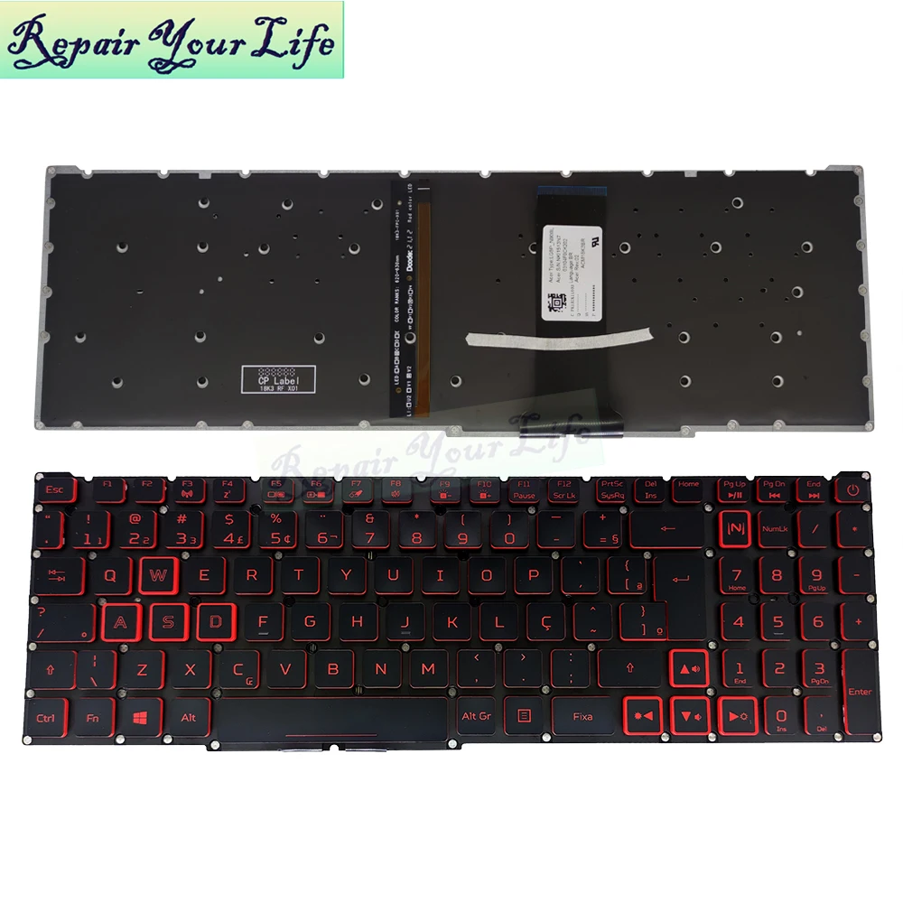 PT-BR Brasil US RU teclado retroiluminado para Acer Nitro 5 AN515-54 AN515-43 AN517-52 AN517-51 AN517-54 AN715-51 España LA IT TR GR FR - imagen 2