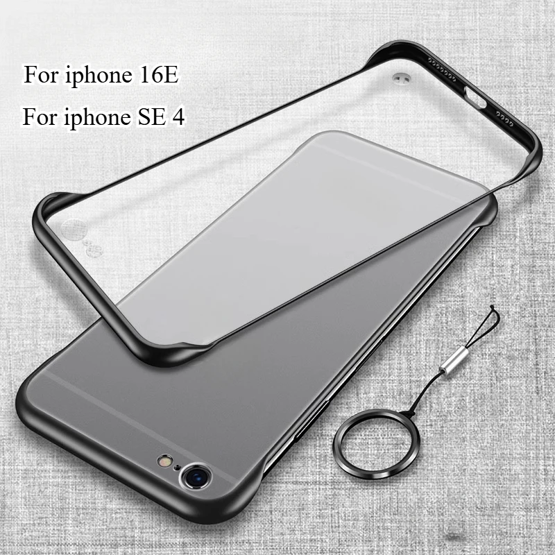 Funda fina de PC dura sin marco para Iphone 16E 16 E 16e mate translúcido a prueba de golpes anillo de parachoques contraportada para Iphone SE 4 5G SE4 - imagen 2