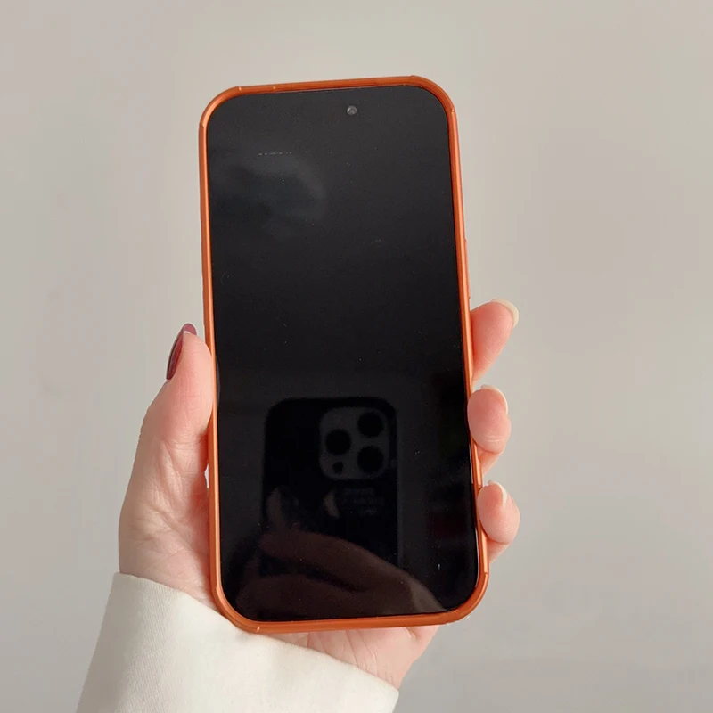 Popular funda de teléfono con textura de pliegues de papel de aluminio mate naranja cósmico para iPhone 17 Pro Max 16 15 14 13 funda trasera con patrón de meteorito de aire - imagen 4