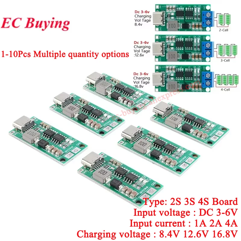 Multi-célula 2S 3S 4S tipo C a 8,4 V 12,6 V 16,8 V elevador LiPo polímero Li-Ion cargador 7,4 V 11,1 V 14,8 V 18650 batería de litio