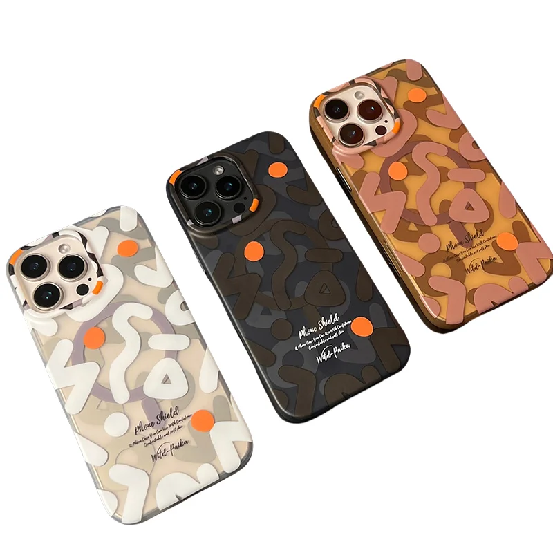 Funda MagSafe fuerte con grafiti a la moda para iPhone 12, 13, 14, 15, 16, 17 Pro Max Plus, cubierta transparente a prueba de golpes con carga inalámbrica magnética