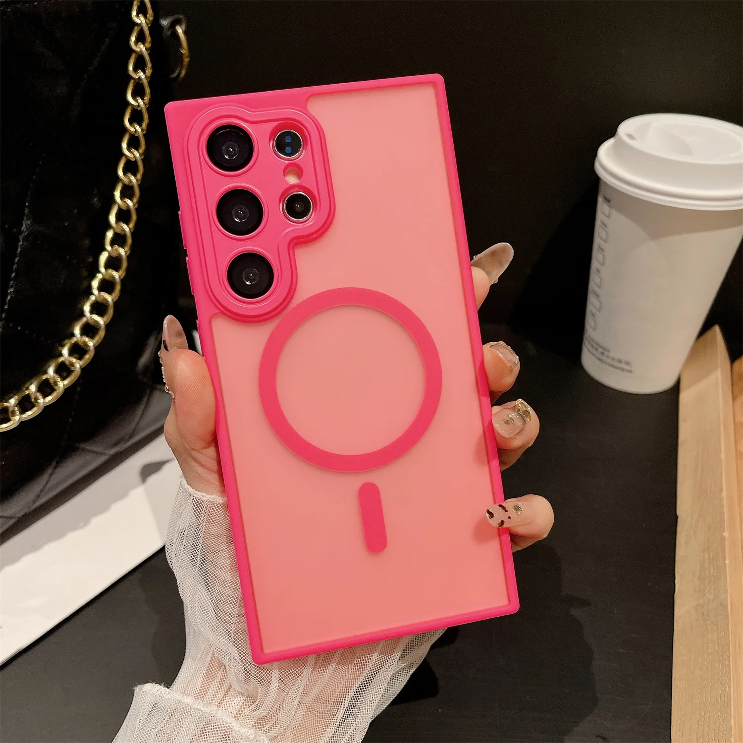 Para Samsung Galaxy S26 S25 S24 S23 Ultra soporte a prueba de golpes cubierta de parachoques para Magsafe mate armadura magnética funda de carga inalámbrica