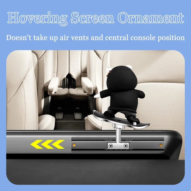 Monopatín deslizante automático para coche, adornos de consola central de patinete de dibujos animados, aleación de oso, accesorios creativos de decoración para coche - imagen 4