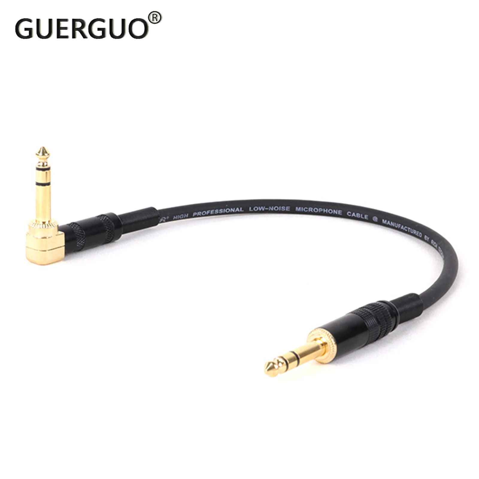 0,3 M-15 M chapado en oro 6,35mm macho a macho codo de 90 grados a recto estéreo de doble canal 1/4 TRS Cable de guitarra para instrumentos musicales
